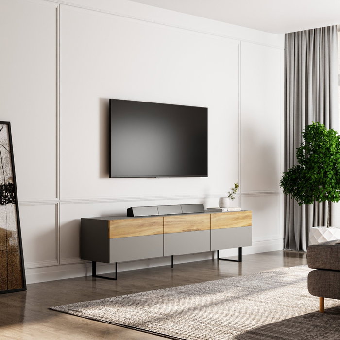 Hanah Home Soporte de TV Gris y Roble Hanah Home Soporte de TV Gris y Roble